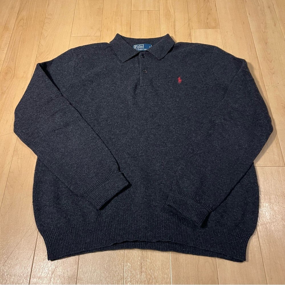 Polo Ralph Lauren Dark Gray Lamb Wool Sweater size Large